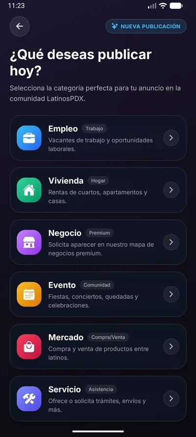 LatinosPDX new post screen